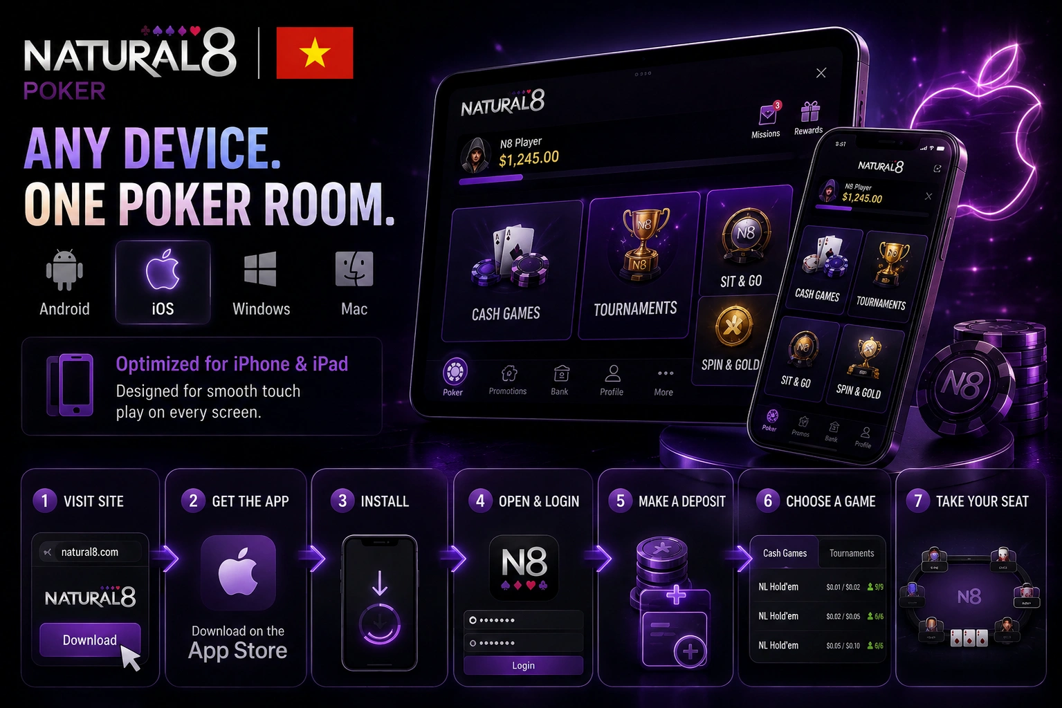 Natural8 Vietnam iOS poker app
